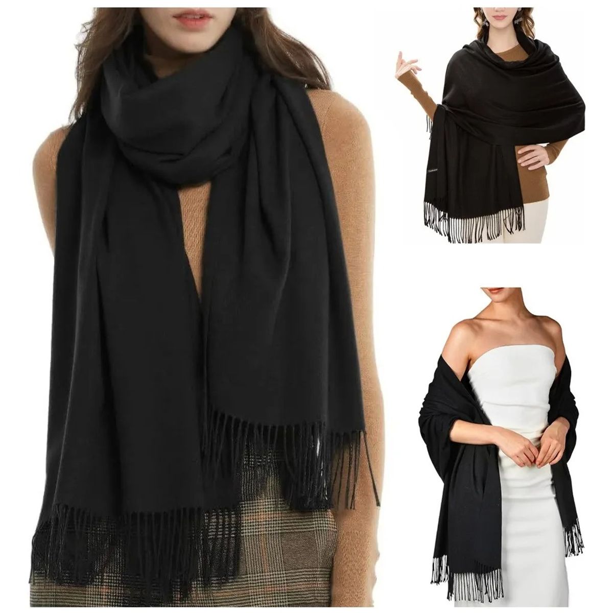 EVERSO - Echarpe Bufanda De Lana Otoño Invierno Maxi Bufanda Unicolor