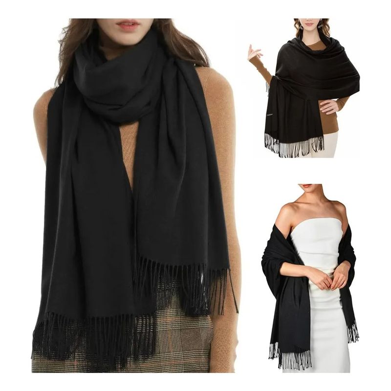 EVERSO - Echarpe Bufanda De Lana Otoño Invierno Maxi Bufanda Unicolor