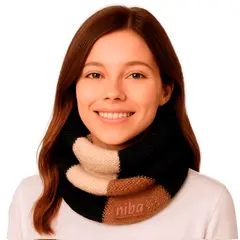 NIBA - Bufanda Lana Circular Multicolor Azul Beige