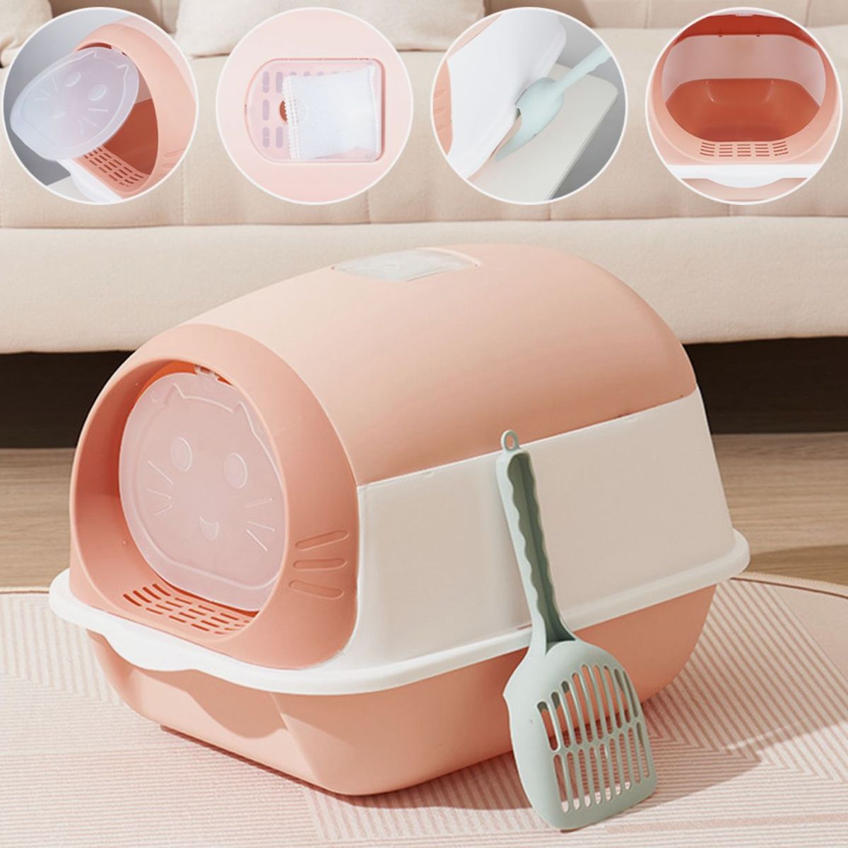 GENERICO - Areneros Cúpula Para Gatos Baño Sanitario Rosado