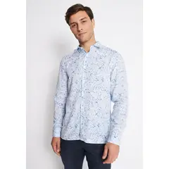 PERRY ELLIS - Camisa Hombre Manga Larga Casual Celeste