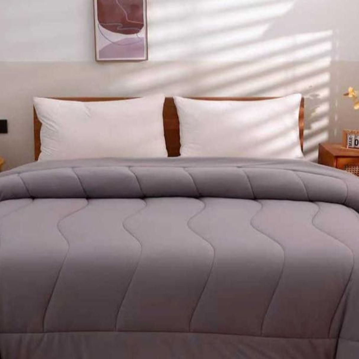 GENERICO - Plumon Sintetico Edredon Nordico Microfibra 1,5 plaza Color Gris