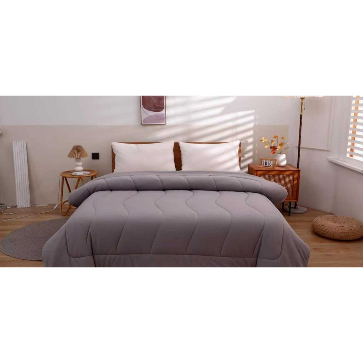 GENERICO - Plumon Sintetico Edredon Nordico Microfibra 1,5 plaza Color Gris