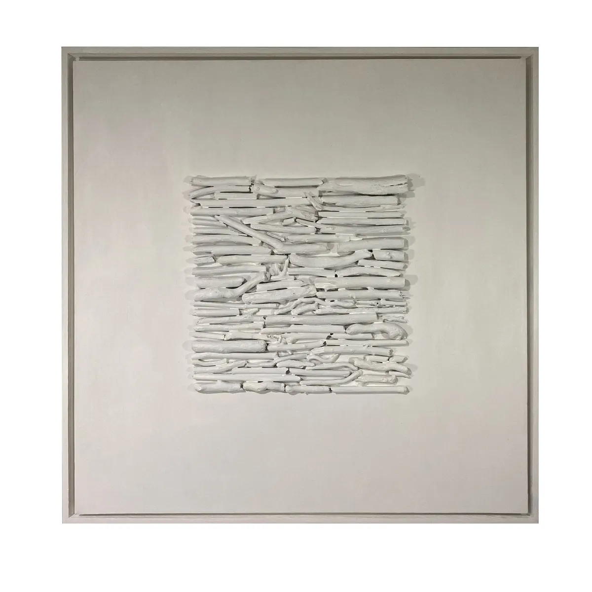 GENERICO - Cuadro Escultura Texturizado Madera Blanca Abstracto Moderno 80x80 cm