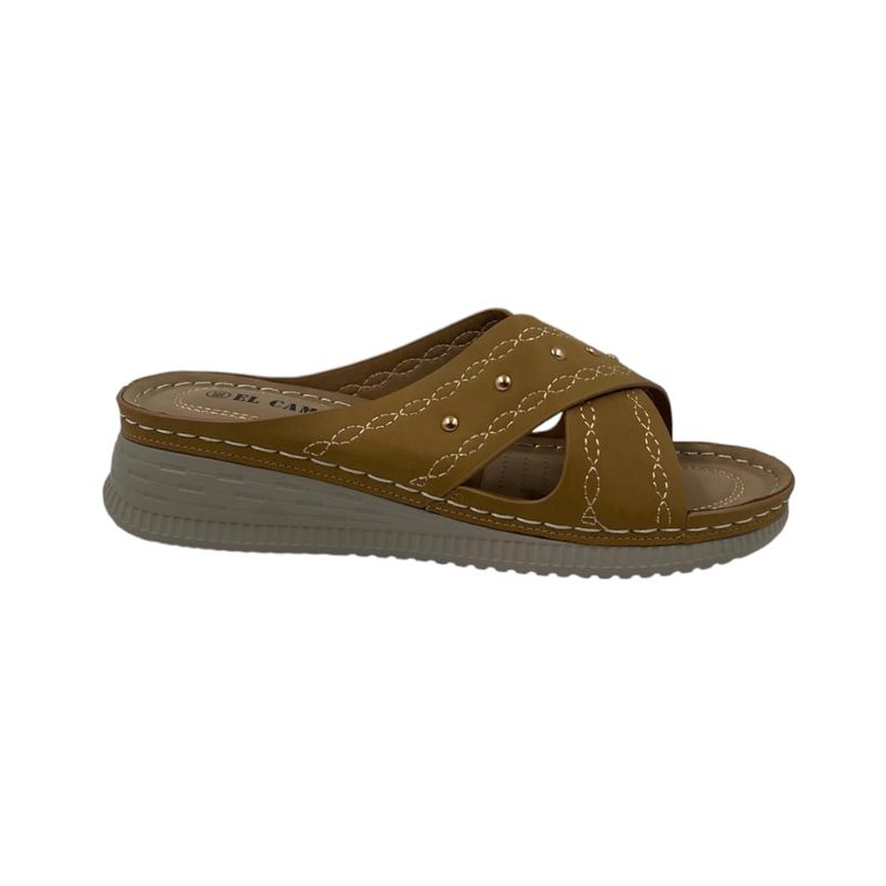 HERIEL - Sandalia Camel Baja Mujer