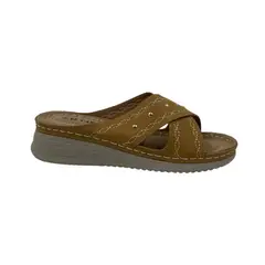 HERIEL - Sandalia Camel Baja Mujer