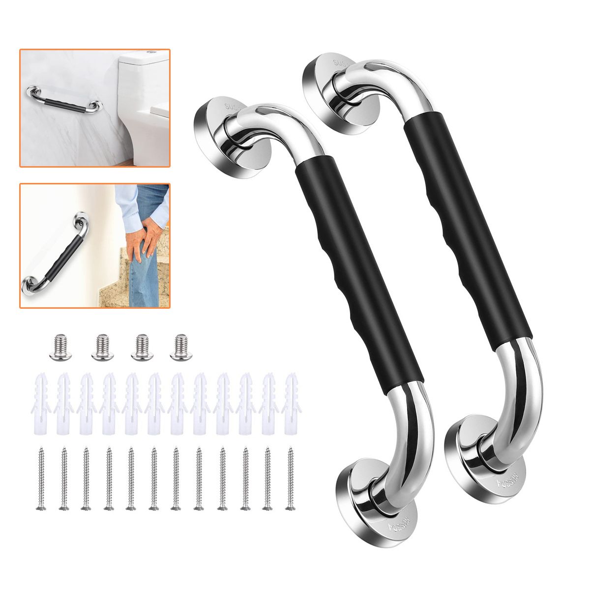 GENERICO - Barra Seguridad Baño Antideslizante 30cm Ducha Mayores 2pcs