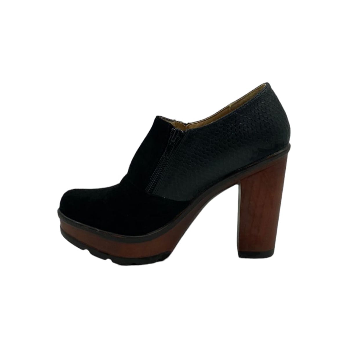 HERIEL - Zapato Negro Gamuza Taco Mujer