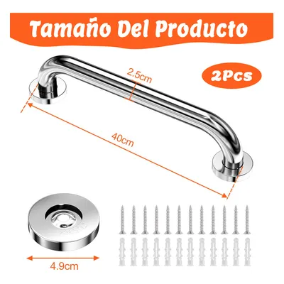 Imagen 2 del producto 2 Barras De Seguridad Apoyo 40 Cm Pasamanos Acero Inoxidable