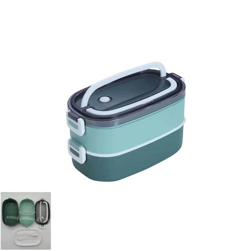 GENERICO - Fiambrera Doble Nivel Acero Inox 304 - Antifugas, Portátil, Apilable