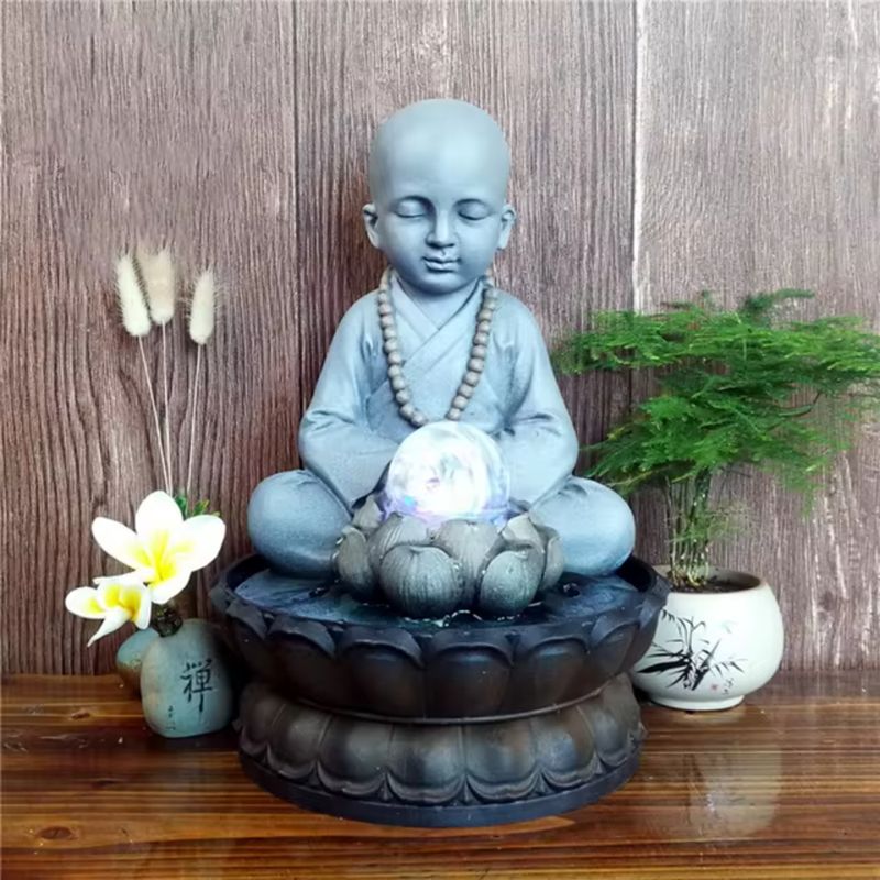 GENERICO - Fuente Tranquilidad Monje Luminoso El Oasis Zen que tu Alma Necesita