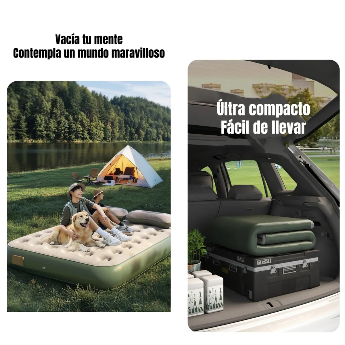 LUBABYCAS - Colchón Cama Inflable Eléctrico Con Cojín Bolso 2 Plazas