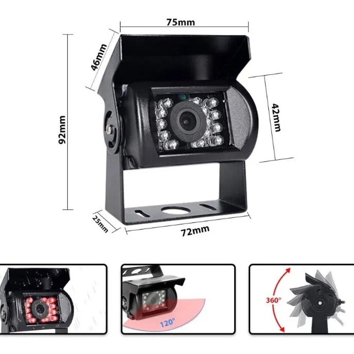 GENERICO - Cámara De Retroceso Para Vehículo Camión 12-24volt Y Cable