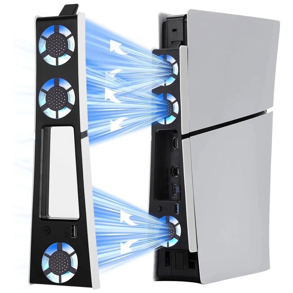 KUANGYE - Ventilador Para Ps5 Slim Refrigeración Mejorado Con Luz Led