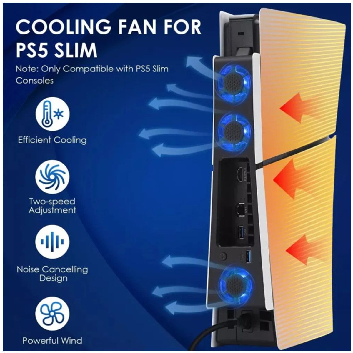 KUANGYE - Ventilador Para Ps5 Slim Refrigeración Mejorado Con Luz Led