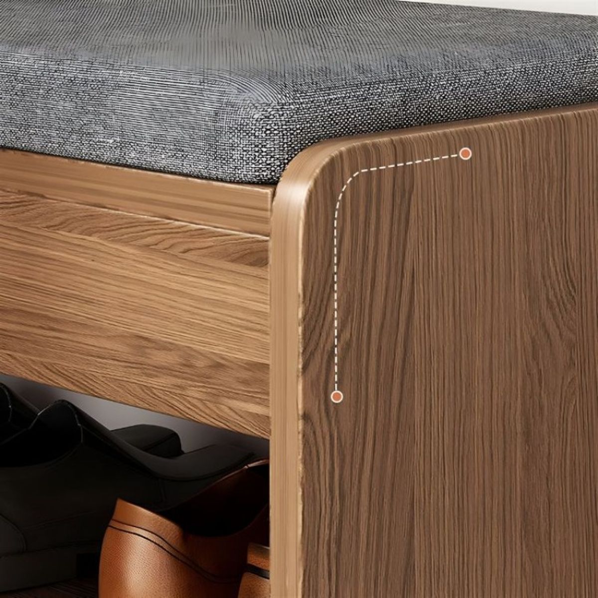 ANYHOGAR - Zapatero Madera Con Asiento 2 Niveles 80x24x50