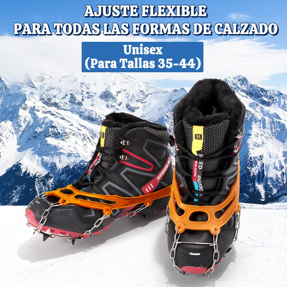 GENERICO - Crampones Antideslizantes Crampones Nieve Crampones-Naranja