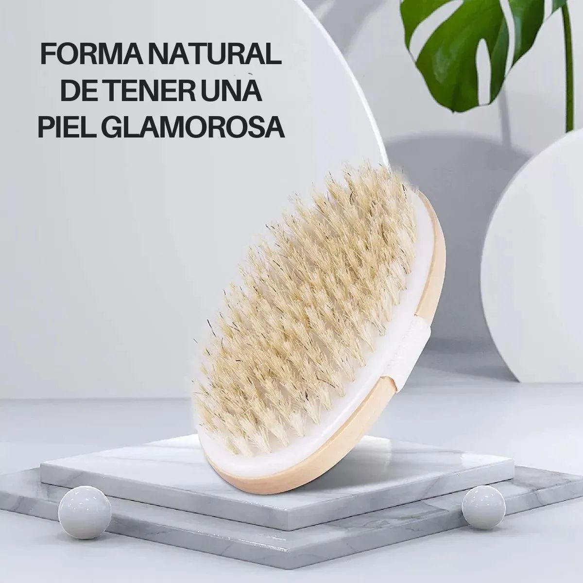 KUANGYE - Cepillo De Cuerpo Seco Corporal Ovalado Cerdas Naturales