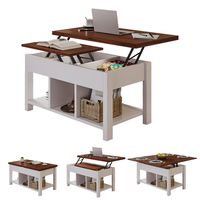 Mesa De Centro 4 in 1 con Doble Cubierta Elevable Marrón