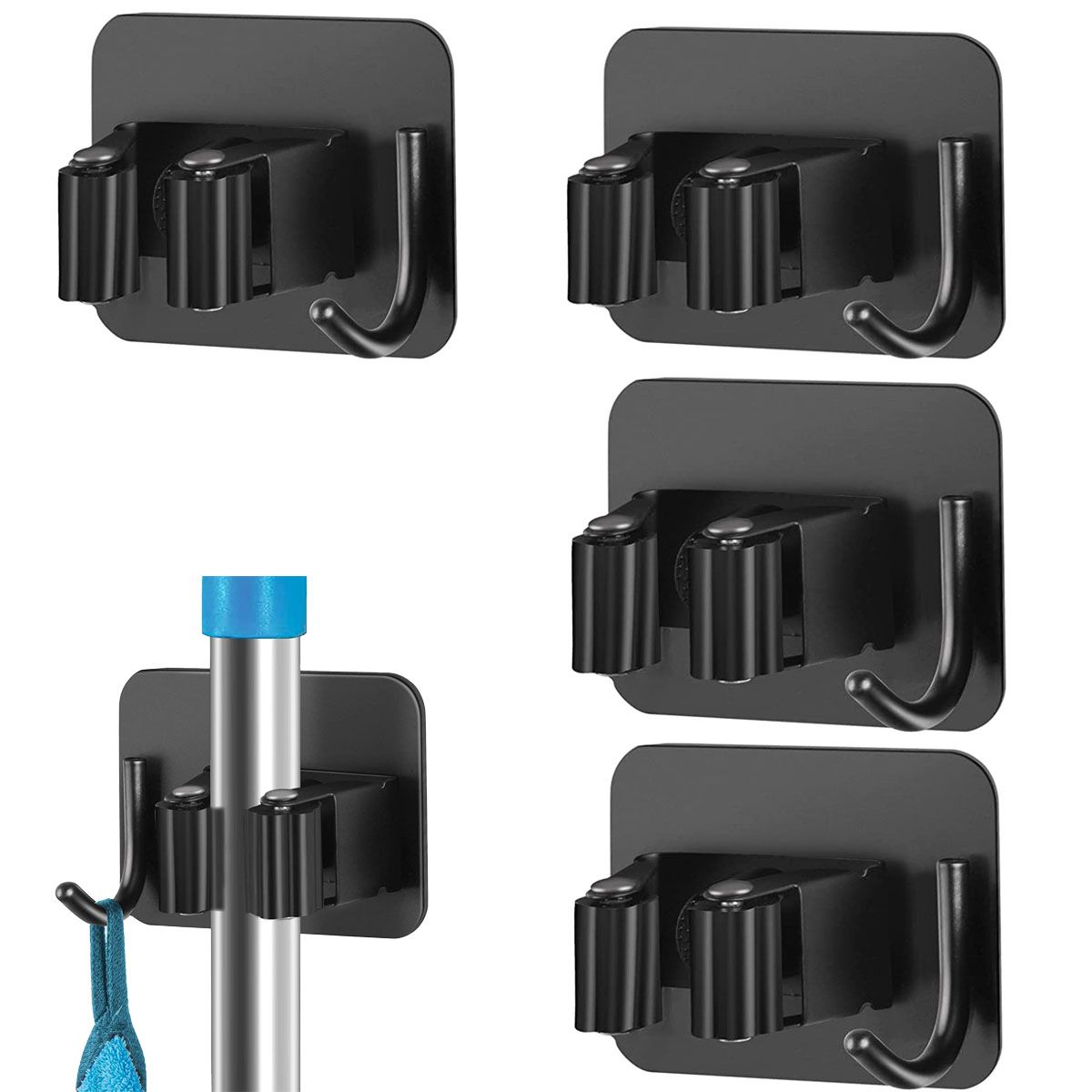 GENERICO - 5 Piezas Soporte Escobas Pared Autoadhesivo Sin Perforar
