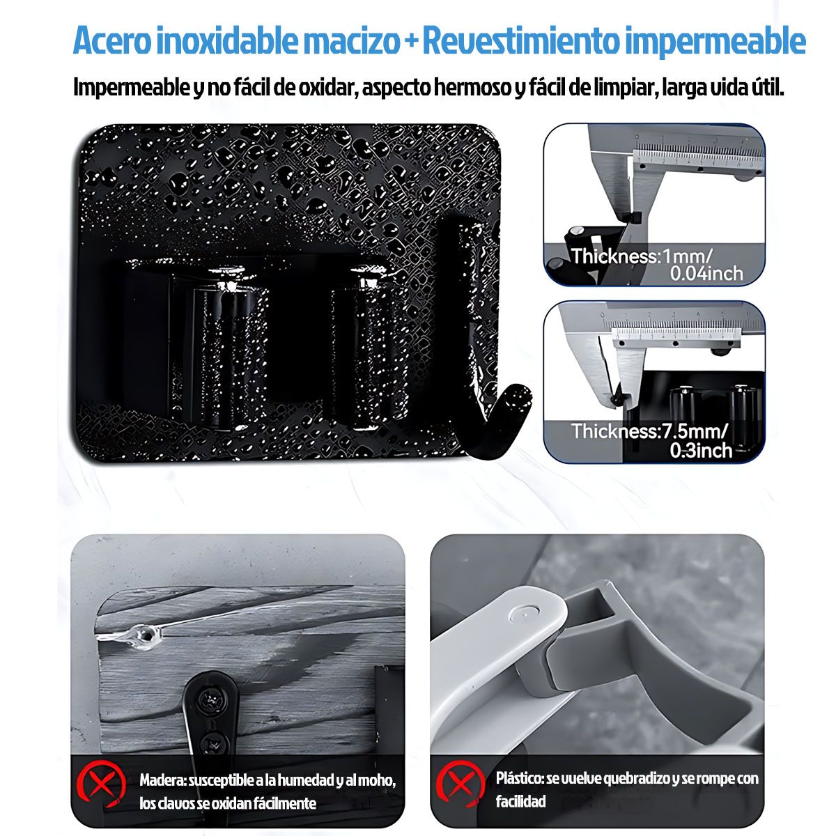 GENERICO - 5 Piezas Soporte Escobas Pared Autoadhesivo Sin Perforar