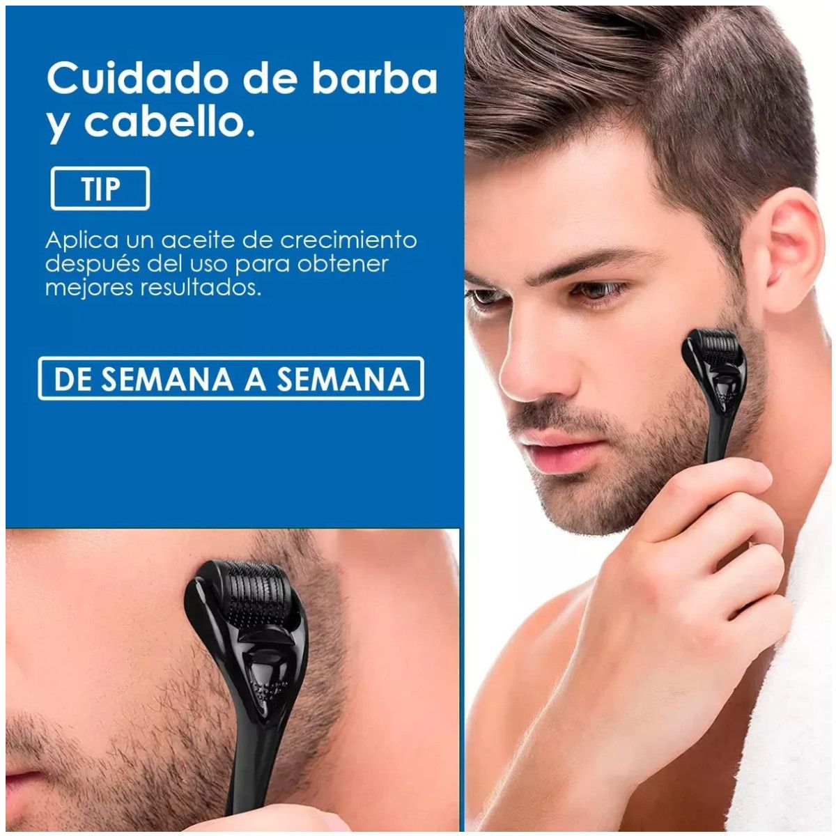 KUANGYE - Dermaroller Facial Barba 0.3 Mm Titanio Regenera Colágeno