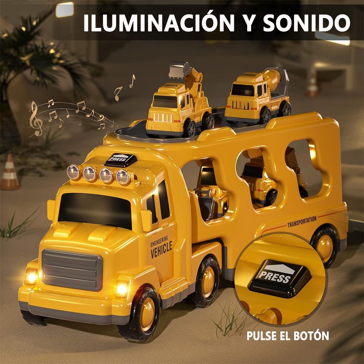 GENERICO - 5 En 1 Camiones De Transporte Con Luz Y Sonido De Juguete