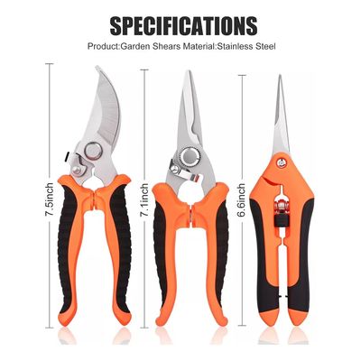Imagen 2 del producto 3 Piezas Tijeras De Podar Jardín Podadoras Acero Inoxidable