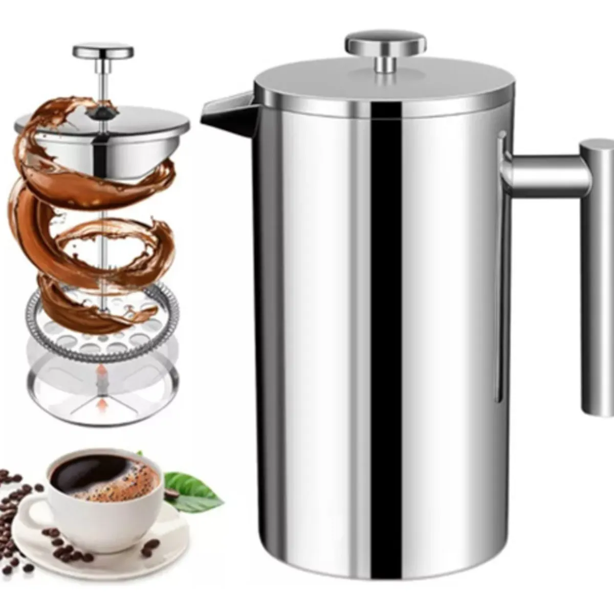 METEX - Cafetera De Prensa Francesa De Acero Inoxidable 800 Ml