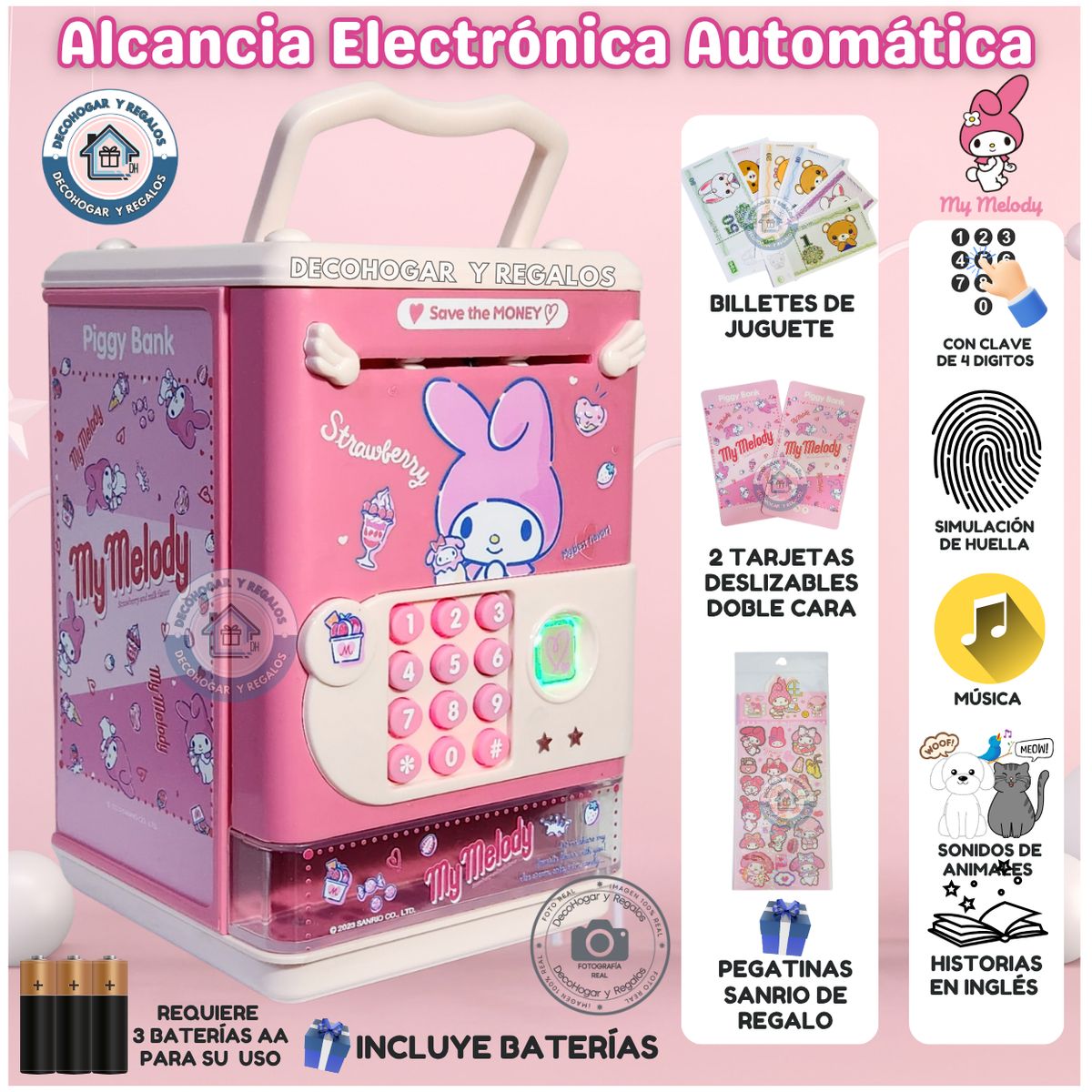 GENERICO - Alcancía Juguete Electrónica Kawaii Musical Clave y Huella