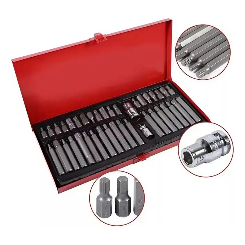 GENERICO - Set Juego Llave Puntas Corto Largo Dados Torx Allen 40piezas