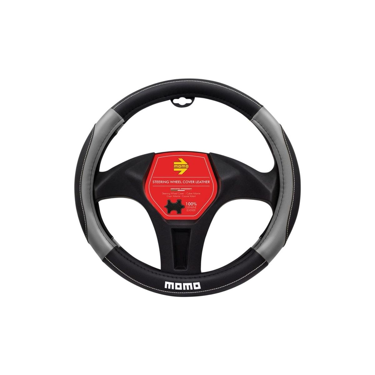 MOMO - Cubre Volante de Cuero Momo Negro/gris