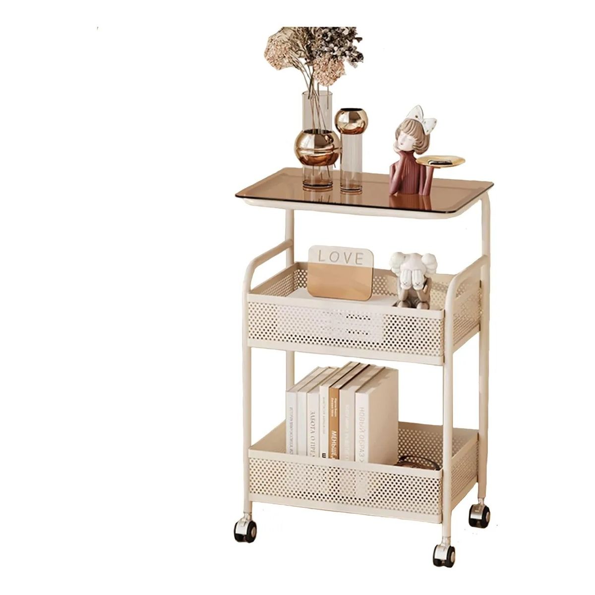 EVERSO - Carrito Organizador De 3 Niveles Carrito Multifuncional Con Ruedas