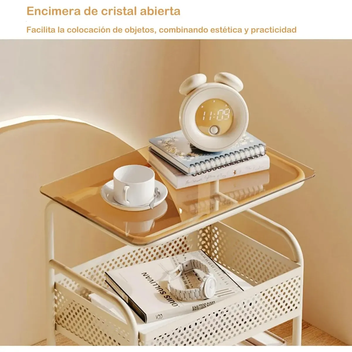 EVERSO - Carrito Organizador De 3 Niveles Carrito Multifuncional Con Ruedas