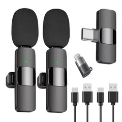 NOVYSTOR - Pack 2 Micrófonos Inalámbricos 360° Tipo C y iPhone 20m