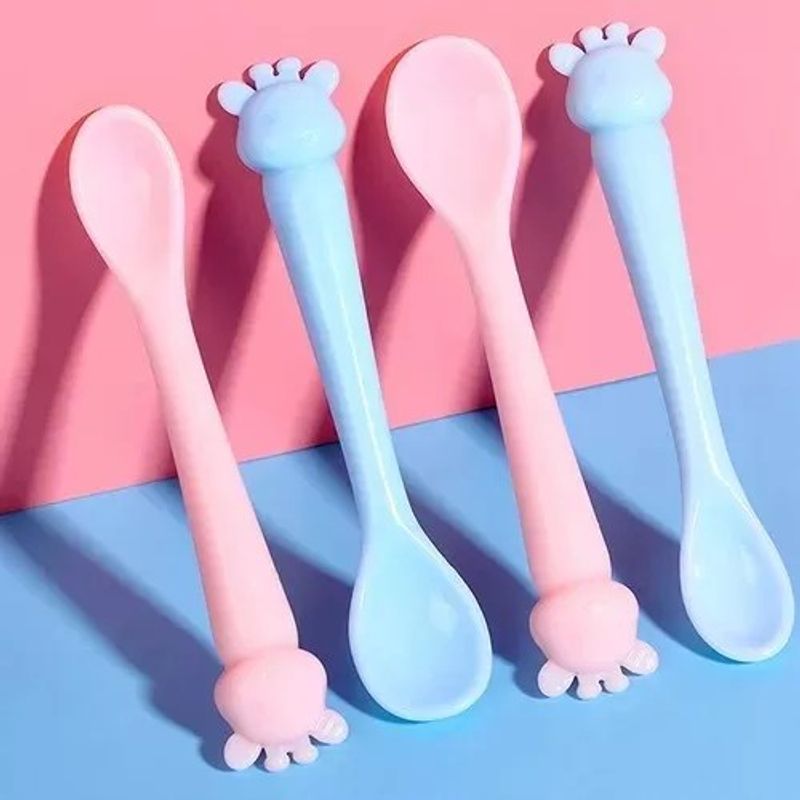 GENERICO - Set 2 cajas de 4 cucharas de silicona blanda para bebé