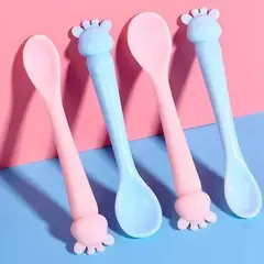 GENERICO - Set 2 cajas de 4 cucharas de silicona blanda para bebé