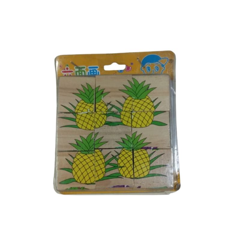 GENERICO - Juego cubo didácticos de madera 9 piezas 10.5 x 10.5cm