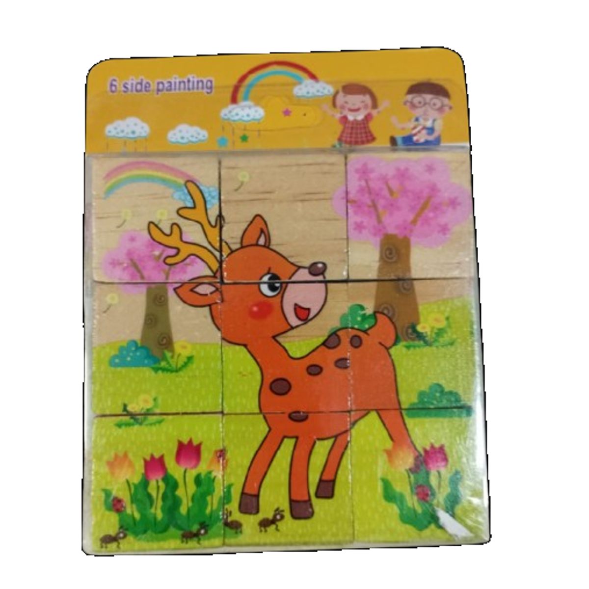 GENERICO - Juego cubo didácticos de madera 9 piezas 10.5 x 10.5cm