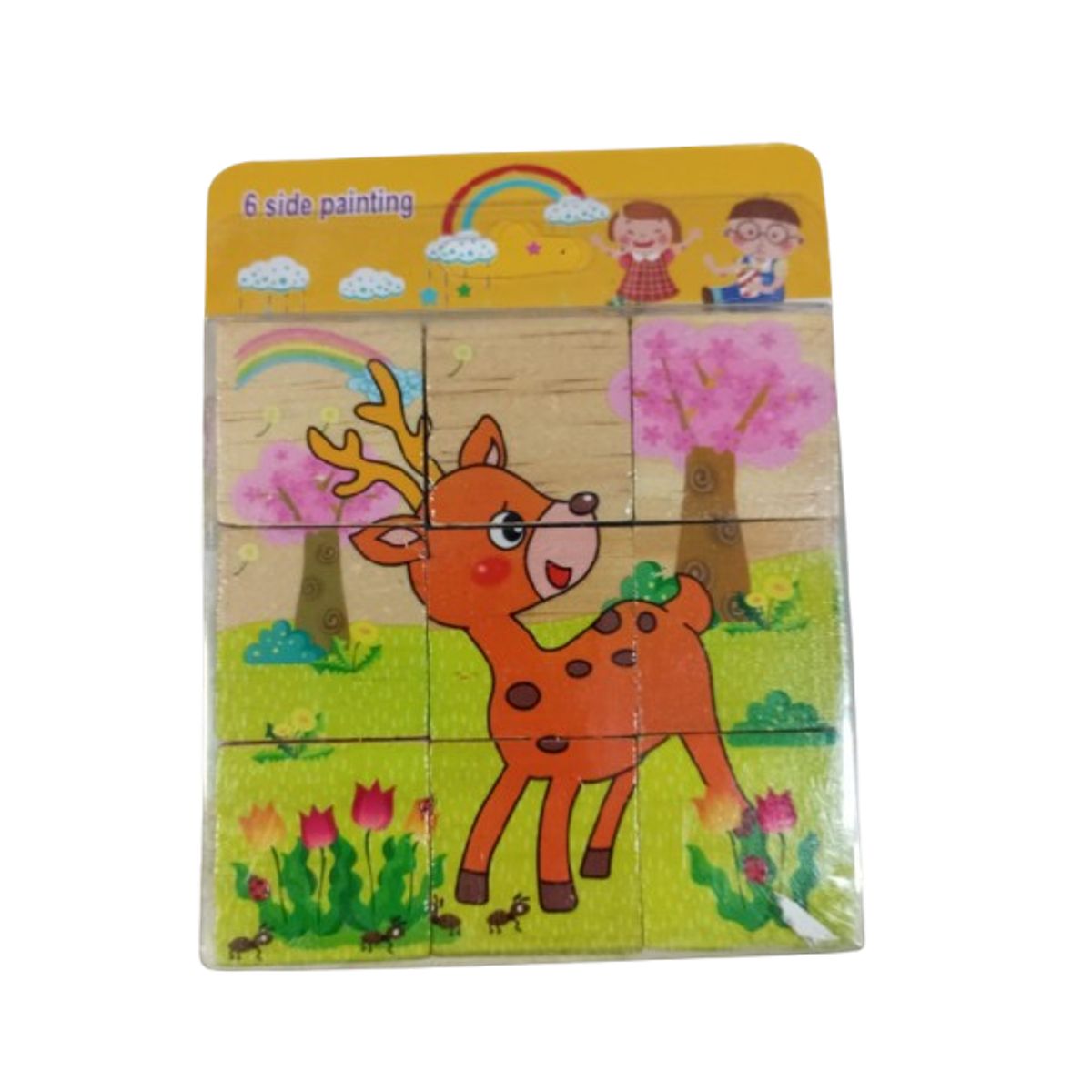 GENERICO - Juego cubo didácticos de madera 9 piezas 10.5 x 10.5cm