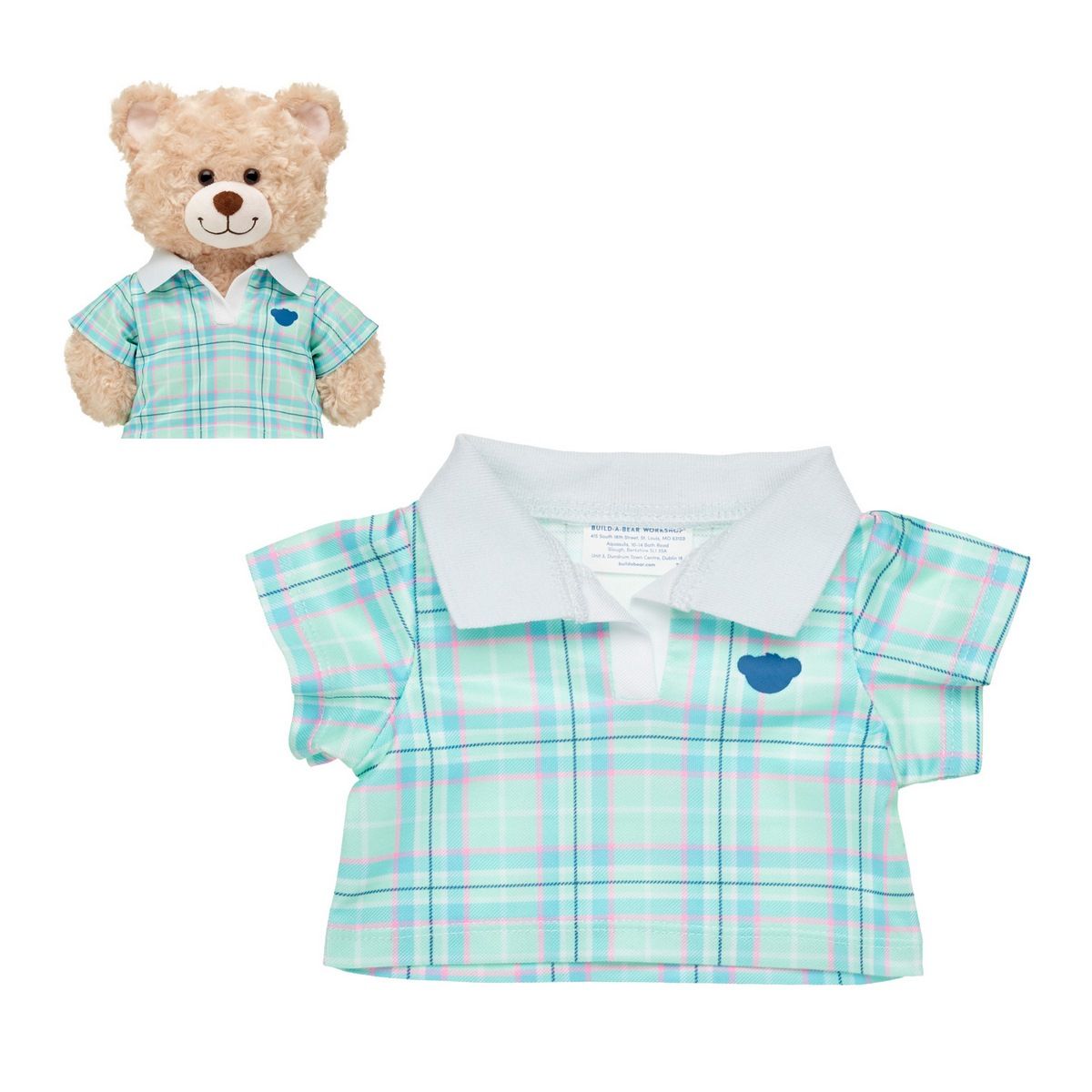 BUILD A BEAR - Polera escocesa Build a Bear clásica para peluche