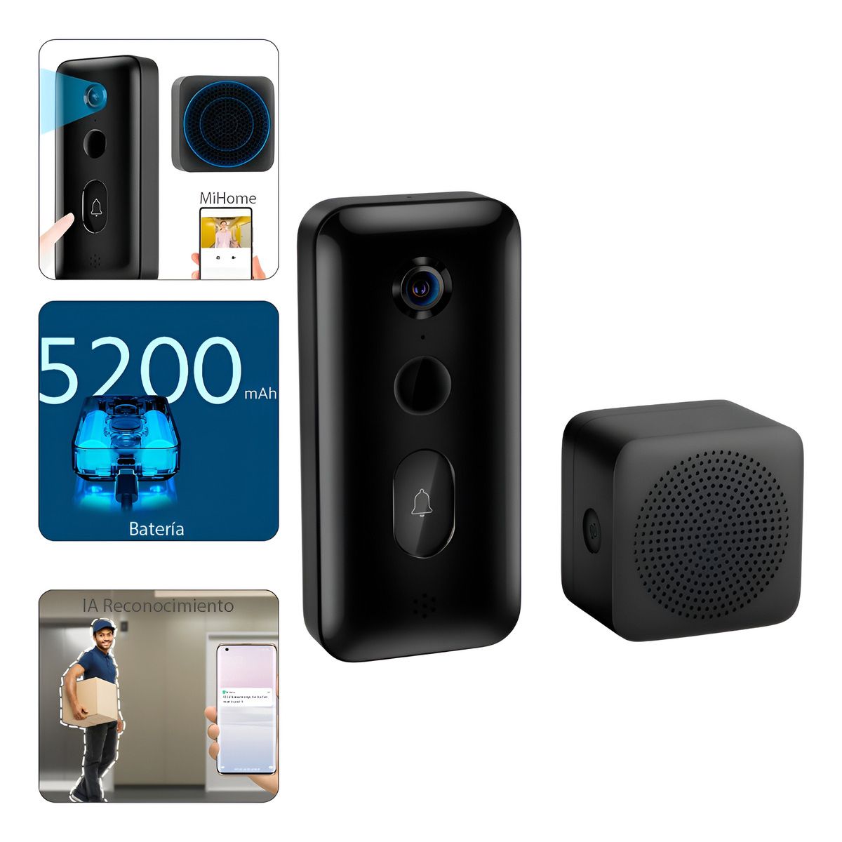 XIAOMI - Xiaomi Smart Doorbell 3 Timbre Inteligente Wifi Batería Negro