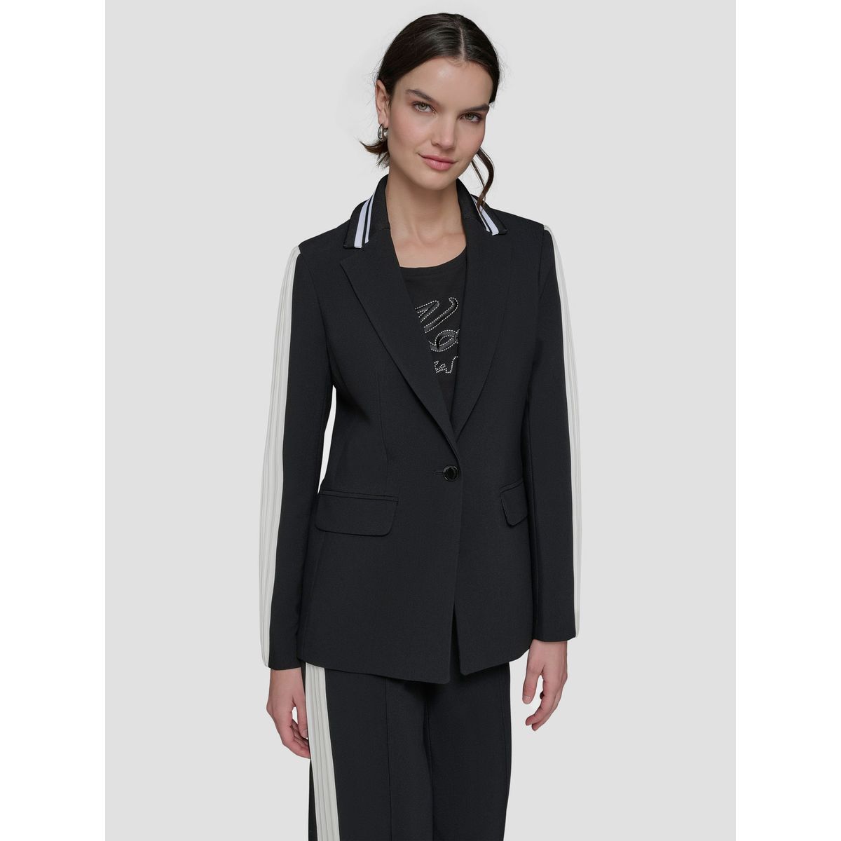 KARL LAGERFELD - Blazer con ribete en contraste plisado