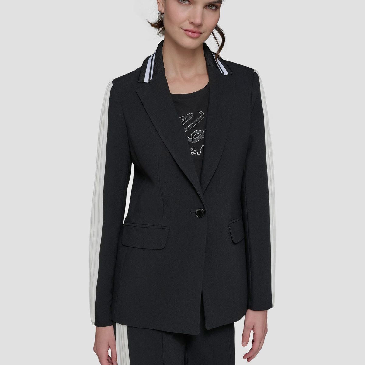 KARL LAGERFELD - Blazer con ribete en contraste plisado