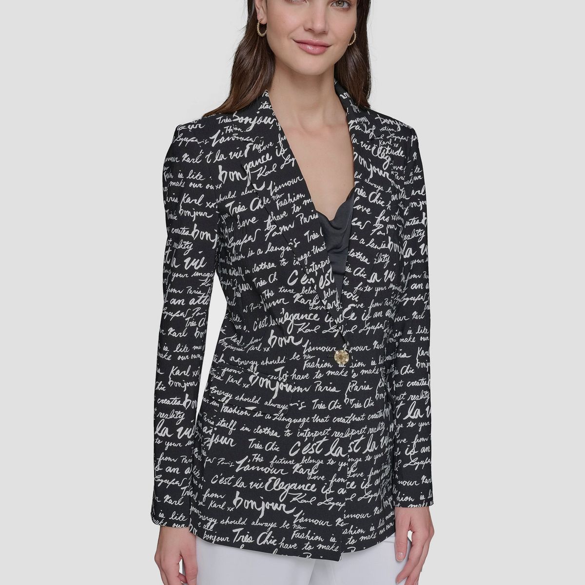 KARL LAGERFELD - Blazer con estampado de texto tejido