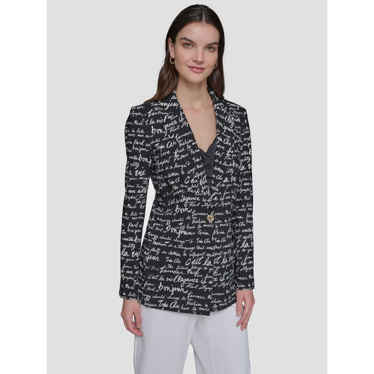 KARL LAGERFELD - Blazer con estampado de texto tejido
