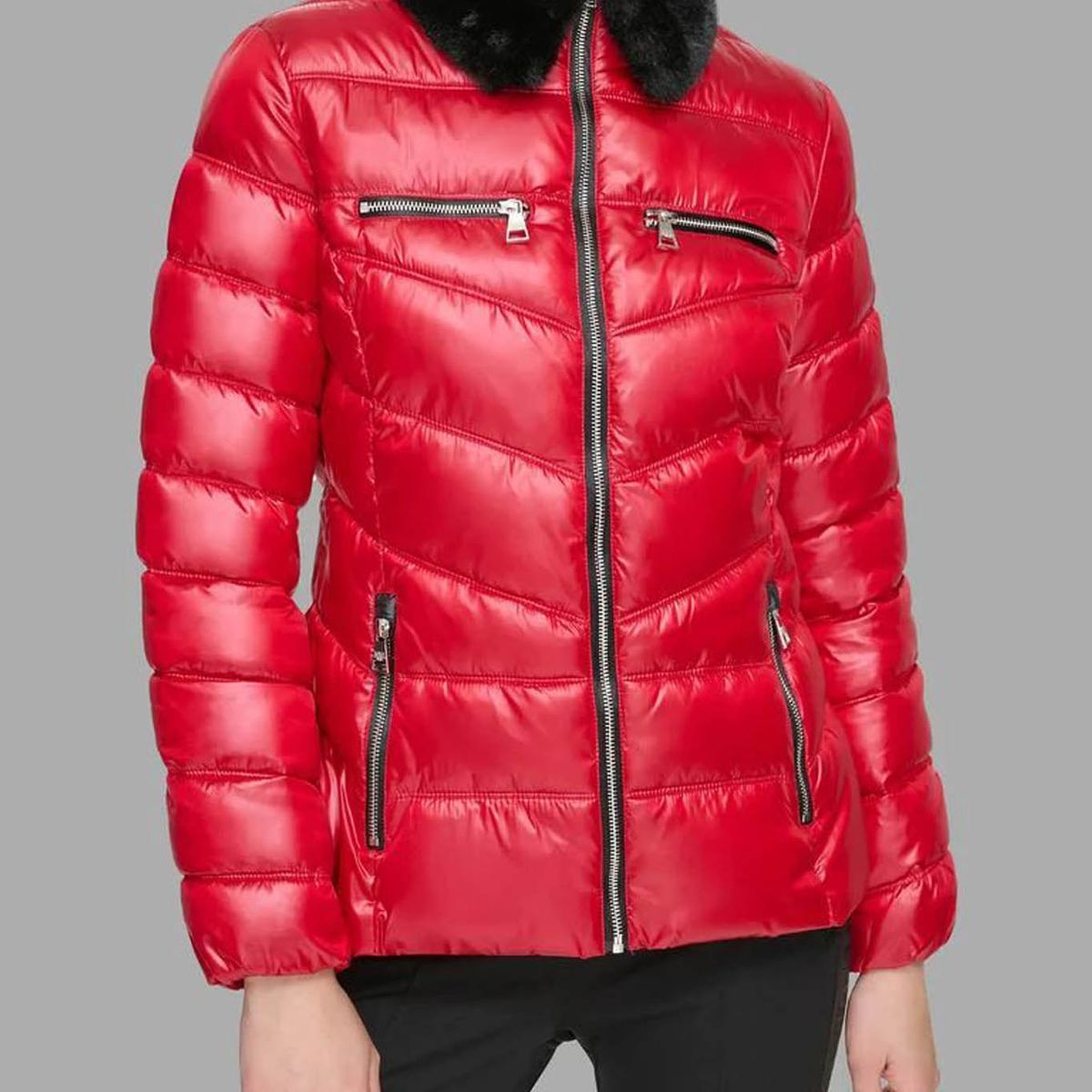 KARL LAGERFELD - Parka con cuello de cuero sintético