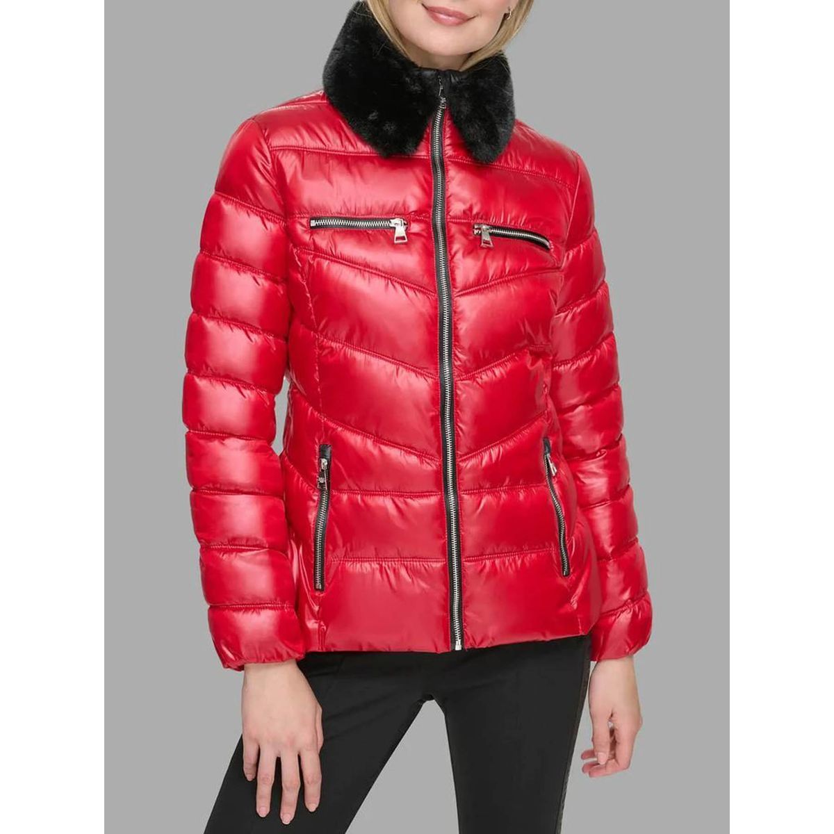 KARL LAGERFELD - Parka con cuello de cuero sintético