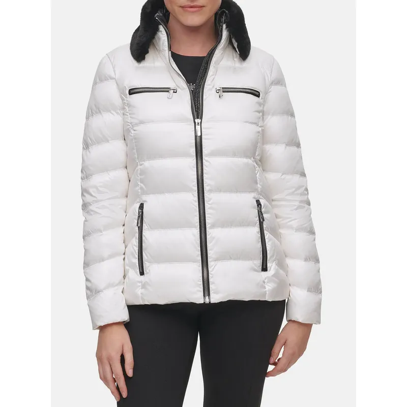 KARL LAGERFELD - Parka con cuello de cuero sintético