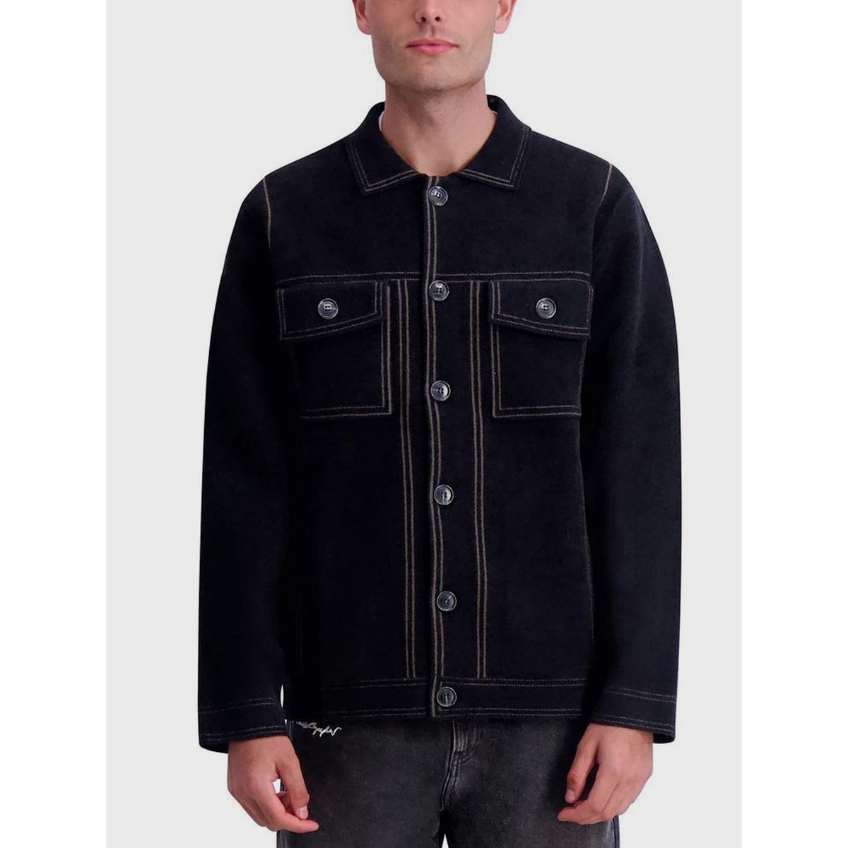 KARL LAGERFELD - Chaqueta de punto con ribetes en contraste